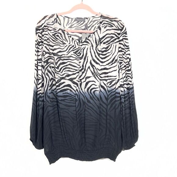 Mint Velvet Naomi Sheer Zebra Print Dip Dye Top Sz 14 Pullover Long Sleeves - Picture 3 of 13